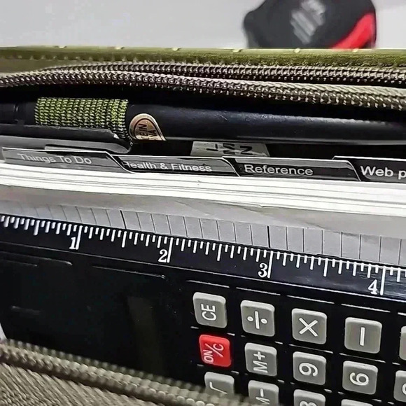 Mundi planner purse organizer green crocodile print w. calculator leather… - Picture 6 of 16